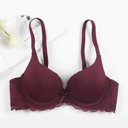 LLYWEY No Padding Bra Clearance Push up Bralette Ladies Bralette Bra Style-1221 Women s Plus Seamless Bra Feature Adult Female Sport Sports Bras Red 38B