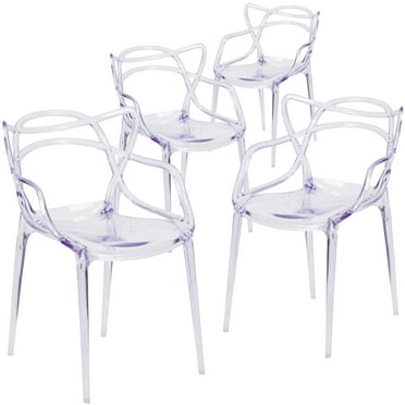 Flash Furniture Nesting Series Adult Molded Stacking Ghost Side Chairs, Set of 4, Transparent
