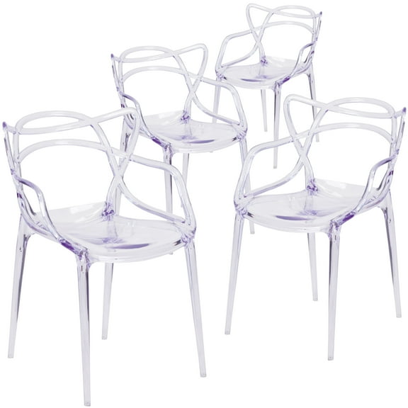 Flash Furniture Nesting Series Adult Molded Stacking Ghost Side Chairs, Set of 4, Transparent