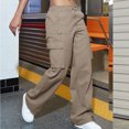 thumbnail image 5 of BLVB Womens Cargo Pants High Waisted Straight Leg Joggers Casual Baggy Girls Lounge Trouser with Pockets Streetwear, 5 of 6
