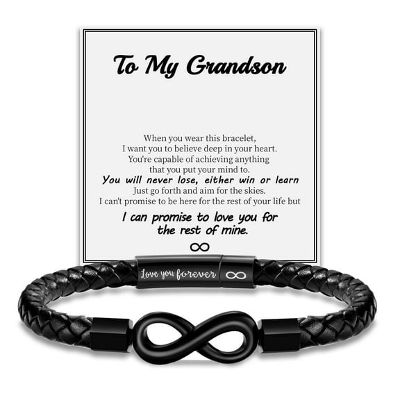 To My Grandson Bracelet, Gifts for Teens Boys Men Inspirational Bracelet for Birthday Confirmation Graduation Back to School Christmas Gifts