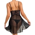 thumbnail image 4 of Faithtur Femmes Été 2PCS Lingerie Ensembles Dentelle Transparente Robe de Nuit avec String Taille Basse, 4 of 8