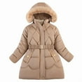 thumbnail image 2 of EnJoCho Girls Puffer Coat Mid Length Hooded Winter Jacket Thickened Cotton Filled Down Alternative Quilted Outdoor Warm Parka Outerwear, 2 of 3