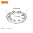 thumbnail image 2 of Uxcell 100Pcs Internal Tooth Star Lock Washers, 1/4-Inch Stainless Steel Internal Serrated Lock Washer, Silver Tone, 2 of 5
