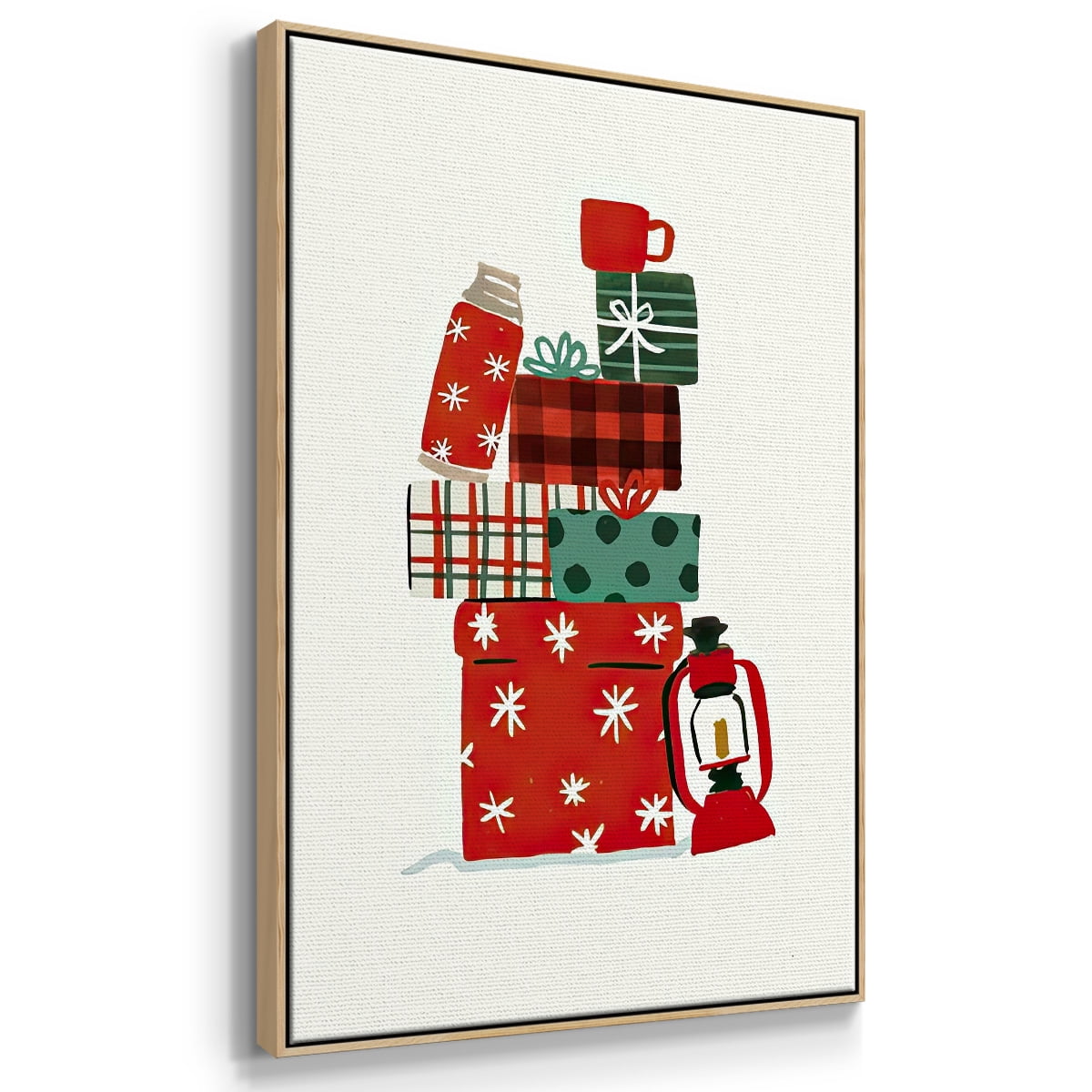 Going to Grandmas Collection B - Framed Gallery Wrapped Holiday Canvas - 25 x 37 - Natural Wood Frame