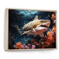 thumbnail image 2 of Designart "Sharks Of The Abyss Portrait II" Coastal Coral Under Water Floater Framed Canvas Wall Art, 2 of 5