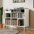 thumbnail image 3 of Cozy Castle Record Player Stand with Open Vinyl Storage, Record Player Table Holds up to 500 Albums, Vinyl Record Player Shelf with Power Outlet for Living Room, White, 3 of 7