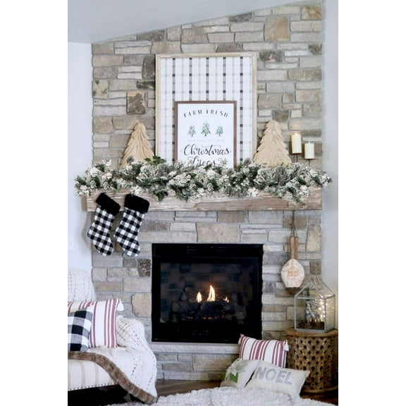 9' Heavy Snow Flocked Alpine Garland