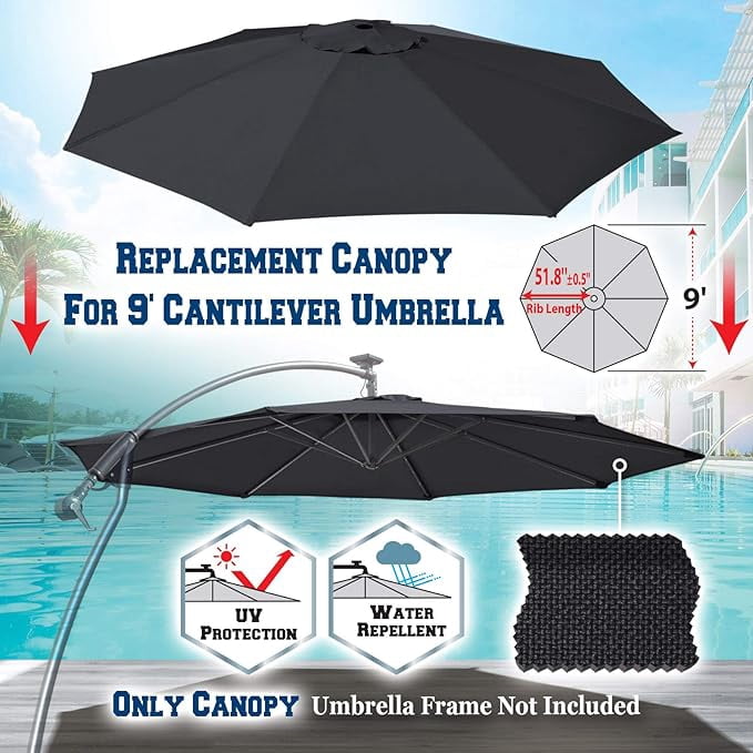 9ft Umbrella Top Cover Only Canopy 8rib Patio Replacement Canopy Outdoor (Canopy Only)