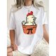 thumbnail image 1 of 1pc Women'S Casual Crew Neck T-Shirt with Cute Chicken in Planter Print, Polyester Knit Fabric, Medium Stretch, All-Season Fashion Top, 1 of 6