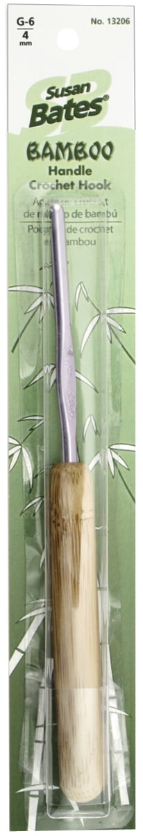 Susan Bates Bamboo Handle/Silvalume Head Crochet Hook 5.5'-Size G6/4mm