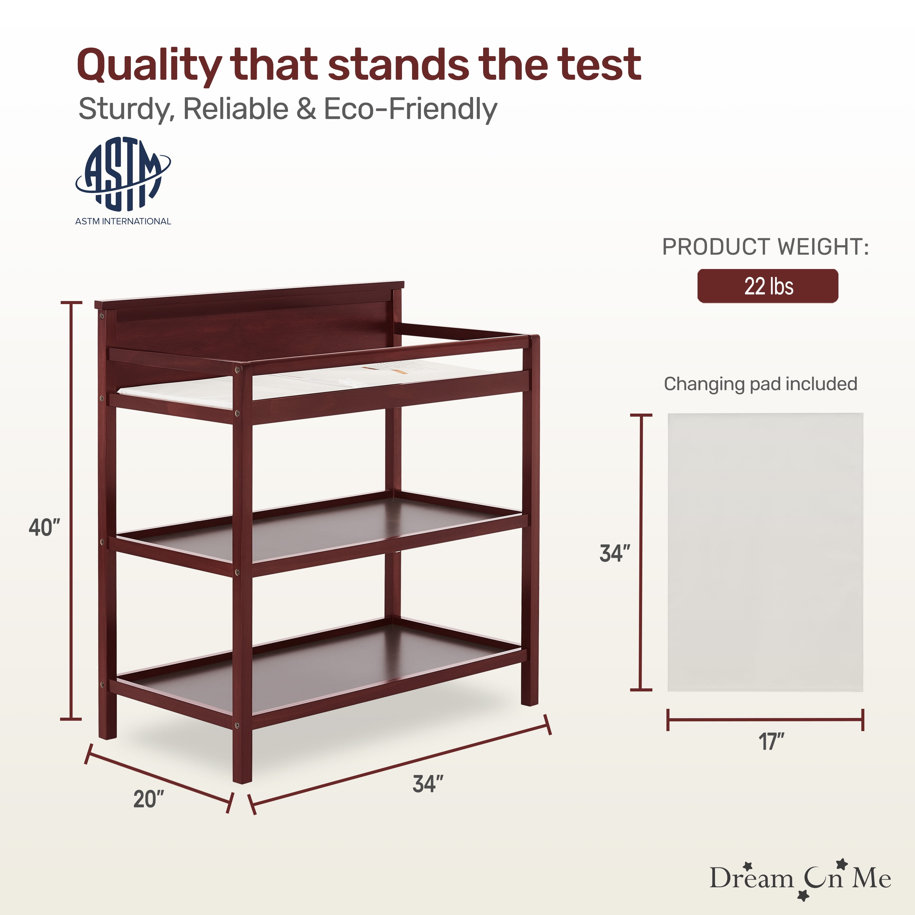 Dream On Me Jax Universal Changing Table, Cherry