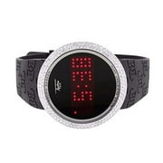 Touch Screen Techno Pave Watch White Finish Lab Created Cubic Zirconia Digital LED DIsplay