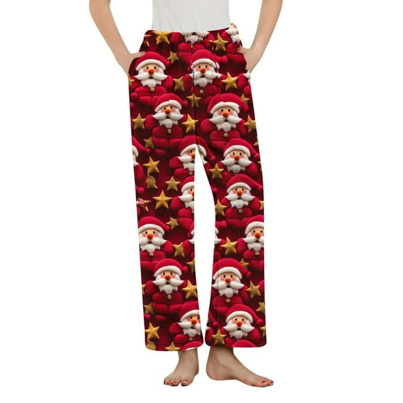 Birdeem Women's Warm Pajama Pants, Fleece Sleepwear with Pockets, Printing Sleep Pants, Women's Pajama Pants, Fleece Pajamas Women