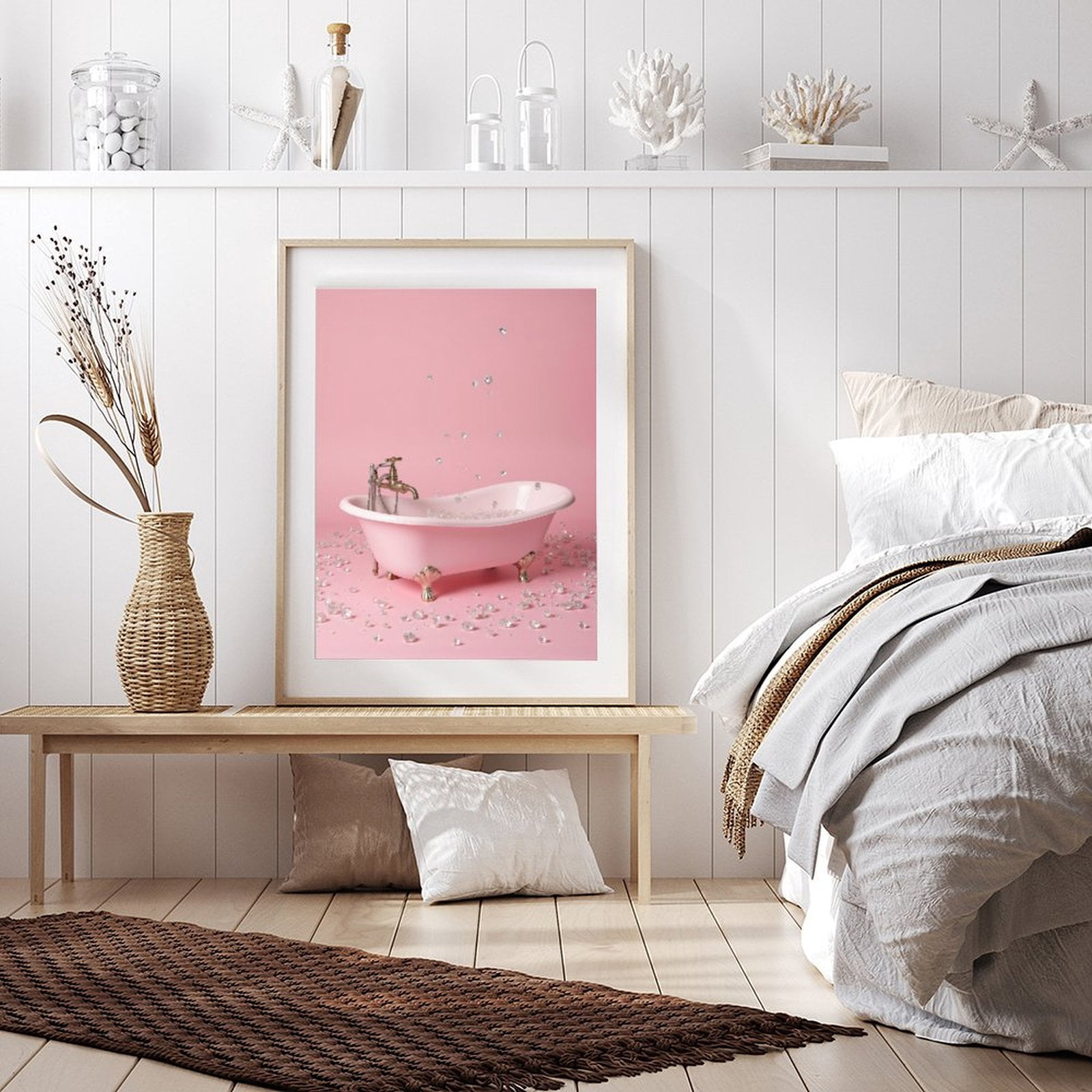 Diamond Art Kits for Adults - 5d Pink Bathtub Gems Luxury Scene Diamond Painting for Adults, Diamond Art for Adults Beginners, Diamond Painting Kits for Adults for Home Wall Decor