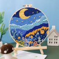 thumbnail image 2 of Punch Needle Kits Moon and Staryy Night Scenery DIY Embroidery Starter Set with Hoop Easy for Beginners Stress Relief Handmade Craft Hobby and Home Decor 20x20cm-12, 2 of 8