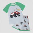 thumbnail image 2 of NOLDARES Toddler Baby Boy Clothes 2 Pieces Dinosaur Truck Print Crewneck Short Sleeve Tee Elastic Waist Shorts Summer Outfits(Light Green,7-8 Y), 2 of 4