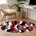 thumbnail image 5 of Red Gray Stripes Round Area&nbsp;Rug 3.3ft Abstract Art Modern Non-Slip&nbsp;Washable Circle Rugs Soft Felt Indoor Floor Mat for Bedroom Kitchen Living Room Bathroom, 5 of 9