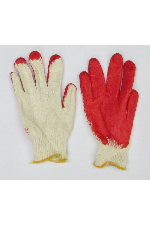 POLYESTER KNIT GLOVES PALM/ FINGER RED COATED 10 PR.