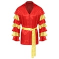 thumbnail image 5 of Sxiwei Mens Rumba Samba Dance Costume Long Sleeve Coat Tunic with Belt for Carnival Halloween Party Burgundy XXL, 5 of 7