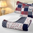 thumbnail image 4 of Manfei Geometric Check Quilt King,Sporty Baseball King Coverlet Set,Red Navy Gray,3pcs,1 Bedspread and 2 Pillowcases, 4 of 7