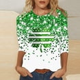 thumbnail image 1 of TaTaai Women Crew Neck 3/4 Sleeve St. Patrick's Day Green Print Loose Top Casual Fashion T-Shirt Ladies Spring Holiday Gathering Wear Lightweight Breathable Non-See-Through No Fading Top Gift, 1 of 5