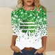 thumbnail image 1 of TaTaai Women Crew Neck 3/4 Sleeve St. Patrick's Day Green Print Loose Top Casual Fashion T-Shirt Ladies Spring Holiday Gathering Wear Lightweight Breathable Non-See-Through No Fading Top Gift, 1 of 5