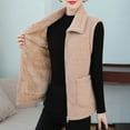 thumbnail image 5 of Fanxing Womens Polar Fleece Vests Winter Warm Fuzzy Sleeveless Zip Up Jackets Lapel Warm Sherpa Outwear with Pocket Khaki 2XL, 5 of 5