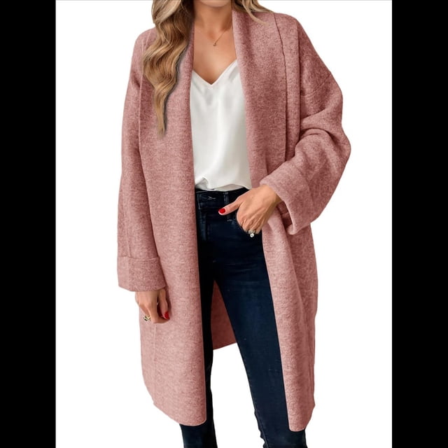 Cárdigan para Mujer, Grueso, Abierto, de Punto Holgado, de Gran Tamaño, para Otoño, Moderno, para Abrigo Rosa M
