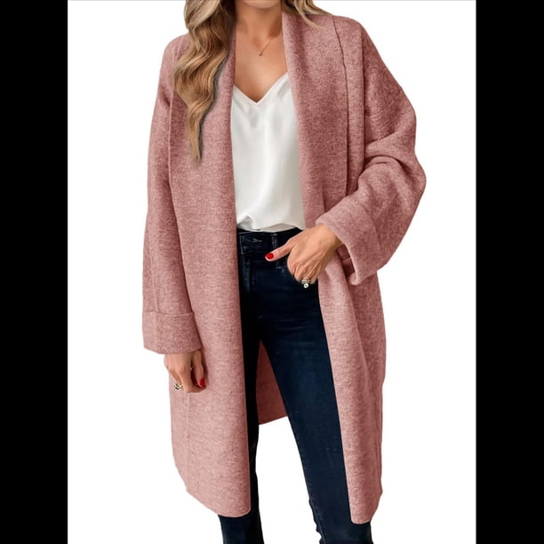 Cárdigan para Mujer, Grueso, Abierto, de Punto Holgado, de Gran Tamaño, para Otoño, Moderno, para Abrigo Rosa XXL