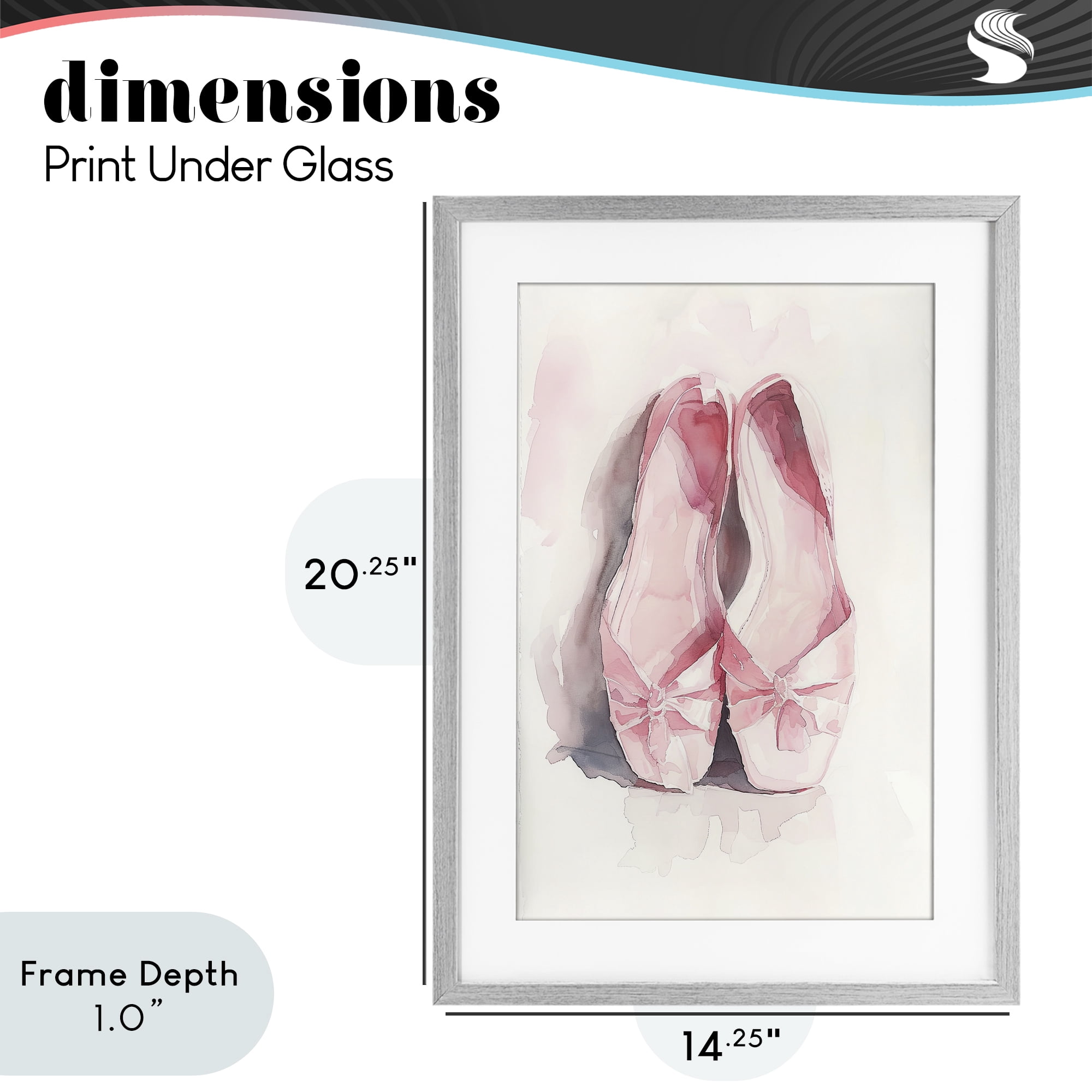 Stupell Industries Soft Blush Ballet Slippers Gray Framed Print Under Glass, design by Ray Powers
