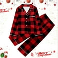 thumbnail image 2 of Christmas Pajama Sets,Long Sleeve Button Down Top Pants Kids Loungewear Christmas Pajamas For Holiday Nightwear,Baby Boy Christmas Outfit,Red,7-8 Years, 2 of 3