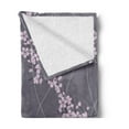 thumbnail image 2 of Floral Soft Flannel Fleece Throw Blanket, Spring Japanese Sakura Branches Full Blossom Modern Oriental Composition, Cozy Plush for Indoor and Outdoor Use, 60" x 80", Taupe Pale Pink, by Ambesonne, 2 of 5