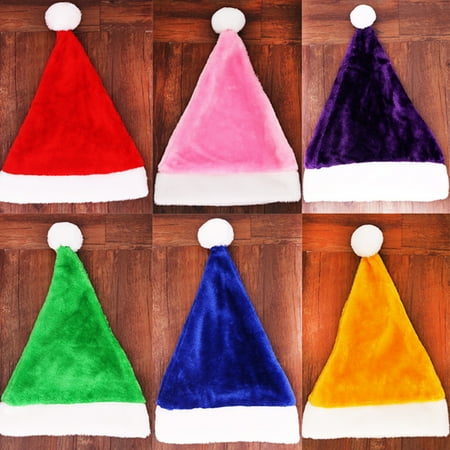 

NUZYZ Christmas Hat Multi-colors Classic White Band Warm Soft Costume Accessories Comfortable Adults Santa Claus Short Plush Hat Party Supplies