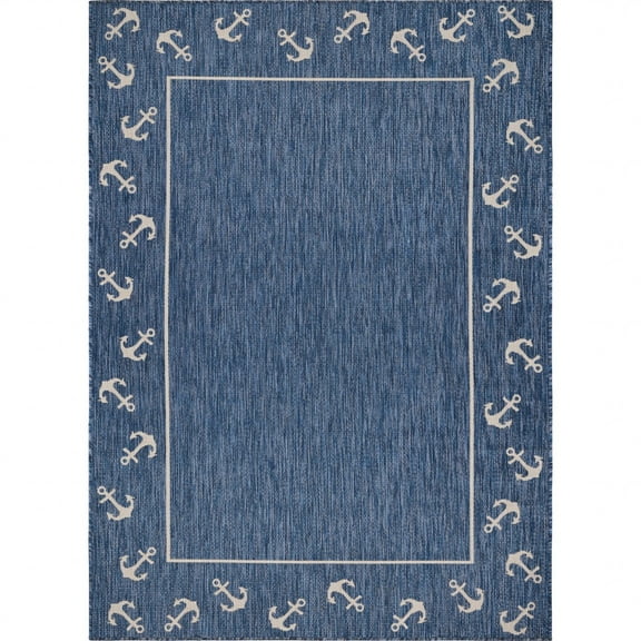 2’ x 3’ Navy Anchor Indoor Outdoor Scatter Rug