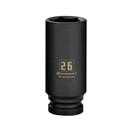 

Powerbuilt 1/2 Inch Drive x 26 MM 6 Point Deep Impact Socket - 647193