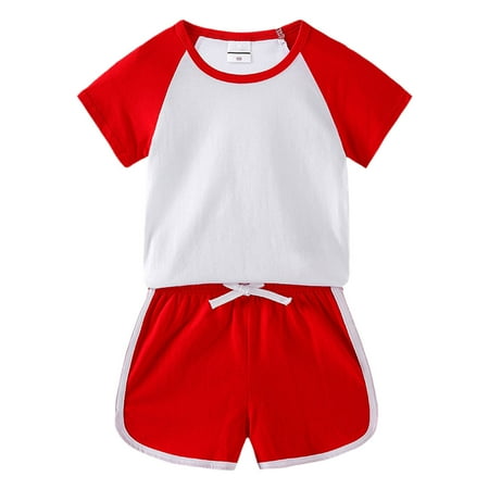 

Kids Children Toddler Baby Boys Girls Long Sleeve Cute Sweatshirt Pullover Tops Patchwork Trousers Pants Outfit Set 2PCS Clothes Child Leisure Outwear