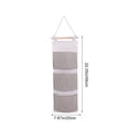 thumbnail image 3 of Linnome 3 Pocket Striped Wall Hanging Storage Organizer Wooden Rod Fabric Door Caddy Multi Layer Hanging Pouch for Bedroom Living Room Book Small Item Storage, 3 of 9