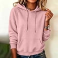 thumbnail image 2 of Nowekniz Fall Women Knit Fleece Hoodie Pullover Sweater, Loose Fit Long Sleeve Drawstring Hooded Sweatshirt with Pockets, Casual Fashion Daily Outfit Top, 2 of 6