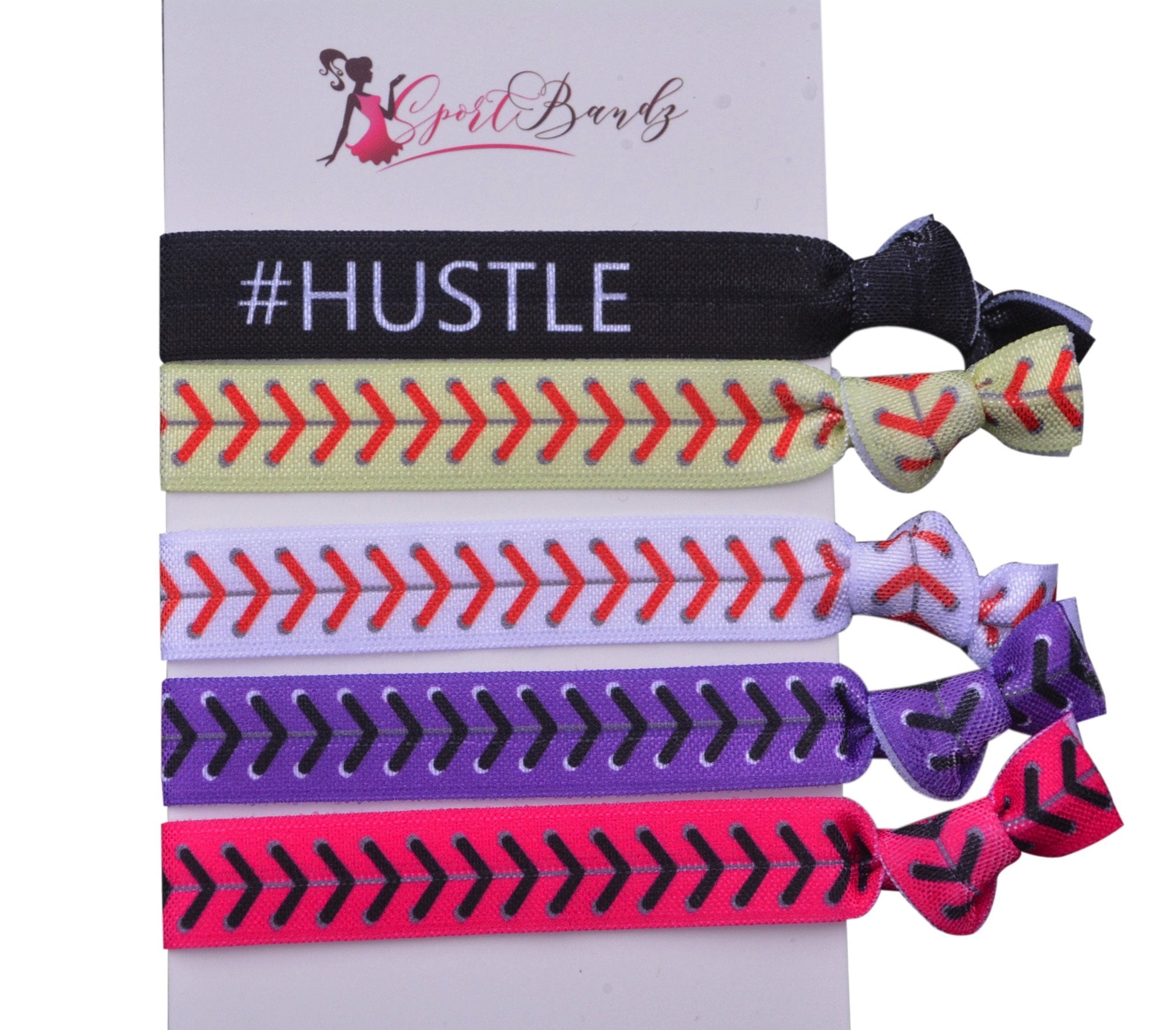 Girls Softball Hair Ties Set Hustle