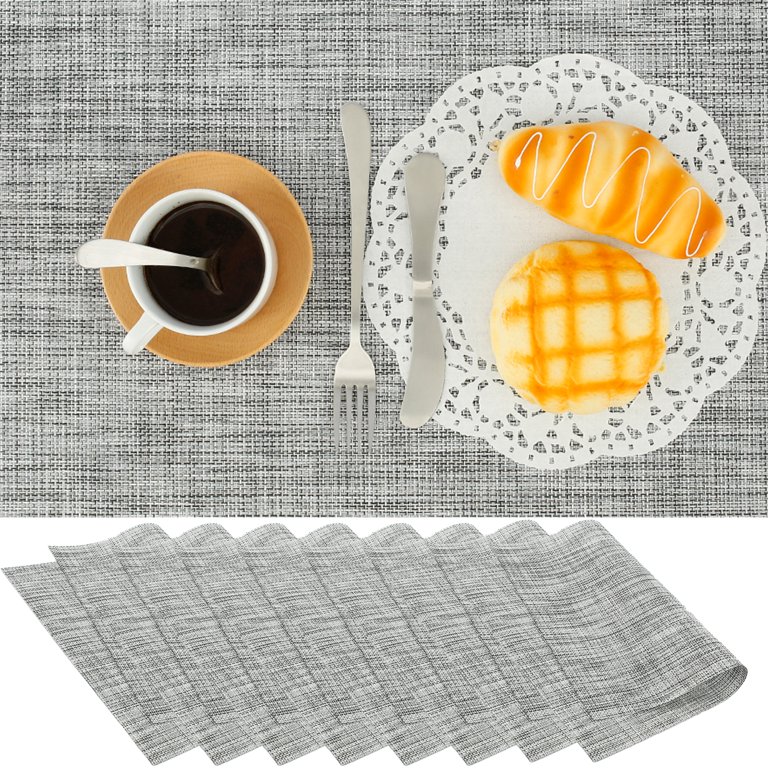 Grusce Brown&Gray Placemats Set of 8 - Heat Resistant Non-Slip Place Mats for Dining Table,Extendable Hot Pads,Small Heat Resistant Mats for