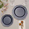 thumbnail image 5 of BalsaCircle 10 Navy Blue 10.5" Round Plastic Dinner Plates Gold Scalloped Rim, 5 of 8