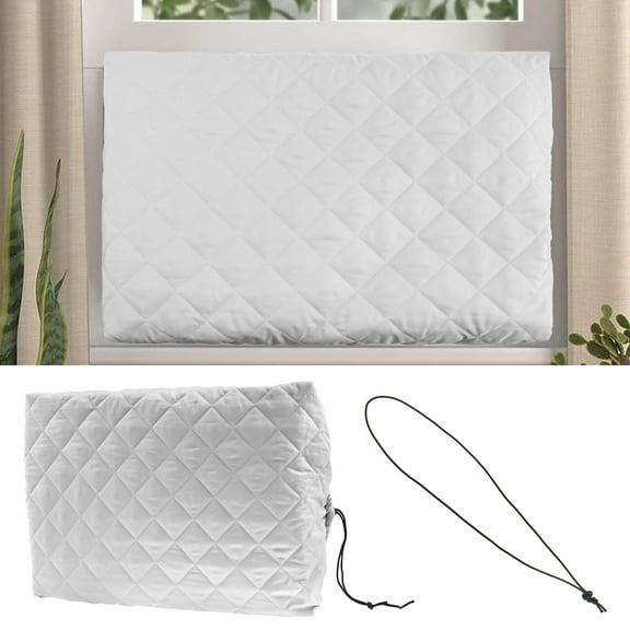 Sutowe Indoor Air Conditioner Cover Polyester AC Window Unit Cover with Elastic Strap and Double Insulation Adjustable Window Air Conditioner Cover for Winter Indoor Window AC Units