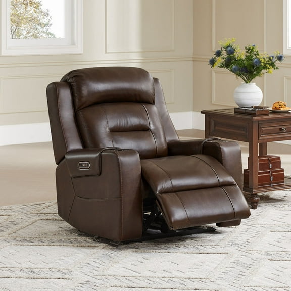 CHITA Power Genuine Leather Recliner Chair Lay Flat Recliner