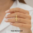 thumbnail image 3 of 10k Yellow Gold Unisex Cubic-zirconia Polished Finish Crucifix Cross Religious Charm Pendant Pendant Necklace for Men Women, 3 of 4