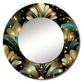 thumbnail image 2 of Designart "Glamorous Art Deco In Gold & Emerald I" Abstract Round Mirror Wall Decor Glam - Large Gold Round Bathroom Mirror - Round Mirror - 29" x 29", 2 of 6