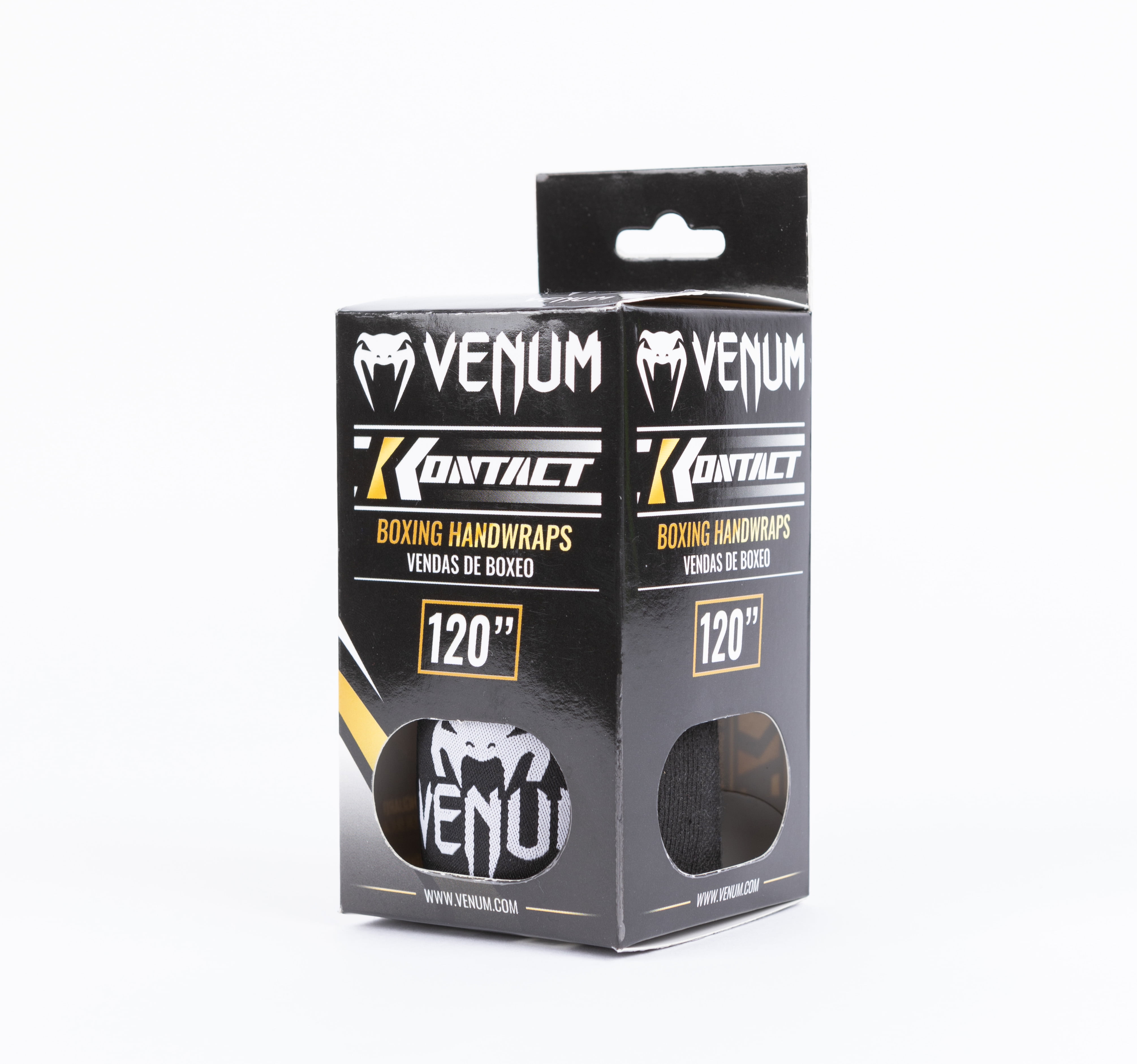 Venum 120-Inch Boxing Hand Wraps – Elastic, Unisex, Black/White – MMA, Kickboxing & Training Gear