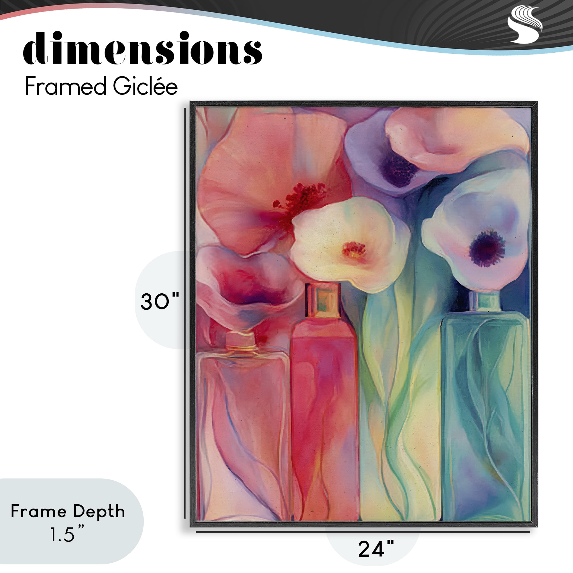 Stupell Industries Petal Logic Gradient Black Framed Giclee Art, design by Annabelle Hall