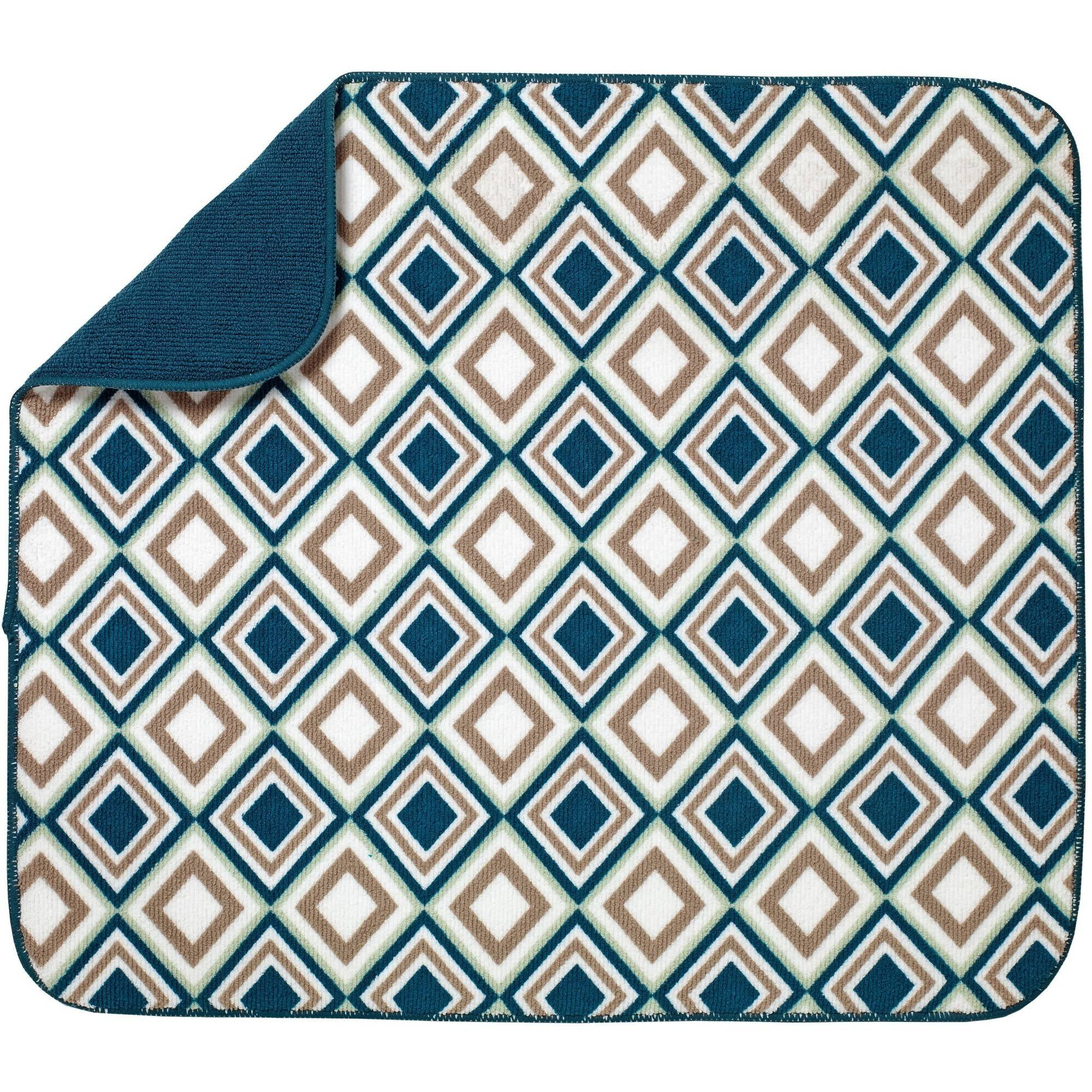 Kitchen Basics Dish Drying Mat, Diamond Print, Blue
