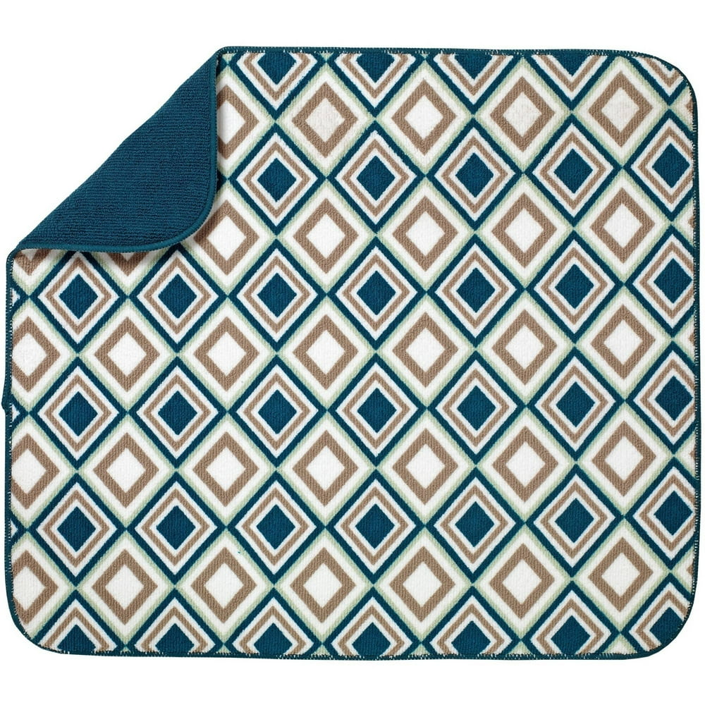 Kitchen Basics Dish Drying Mat, Diamond Print, Blue